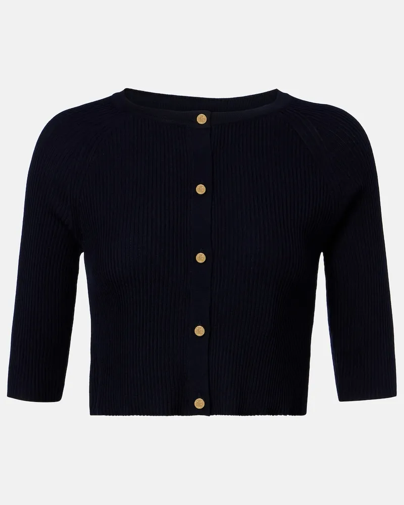 Max Mara Cropped-Cardigan aus Rippstrick Blau