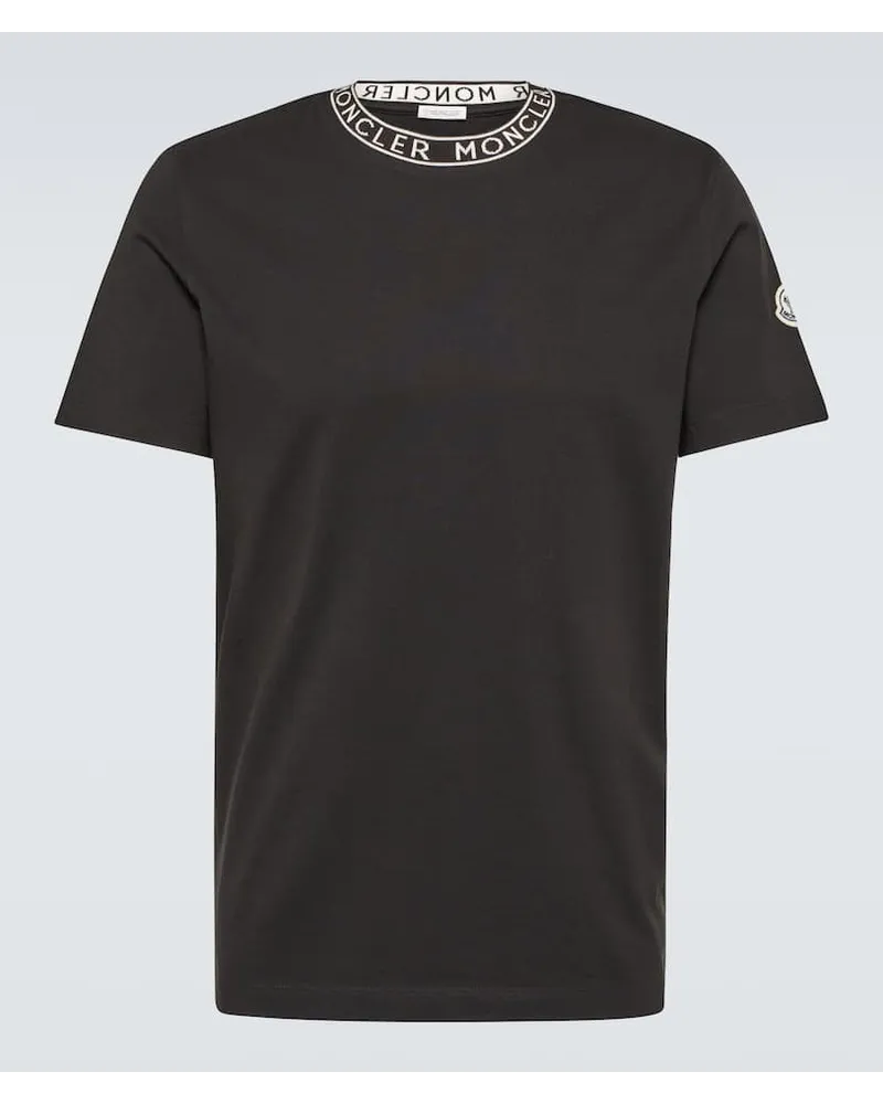 Moncler T-Shirt aus Baumwoll-Jersey Schwarz