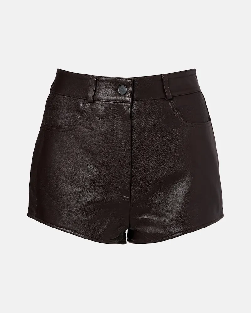 FRANKIE Shop High-Rise Shorts Loen aus Leder Braun