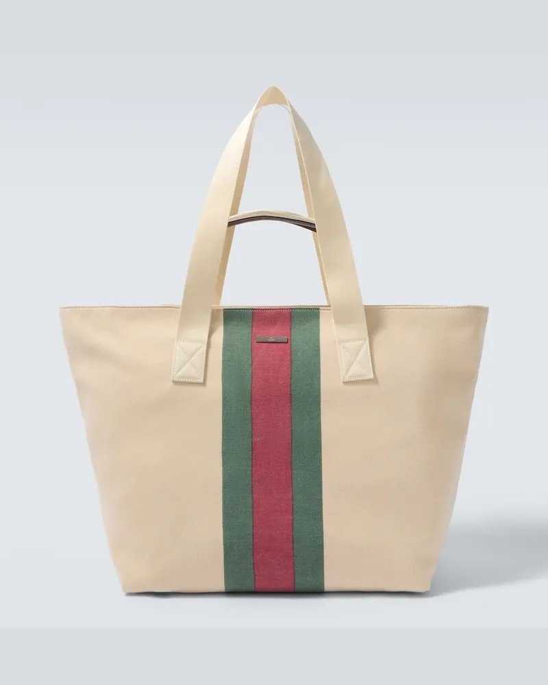Gucci Tote Bag Web Stripe aus Canvas Beige