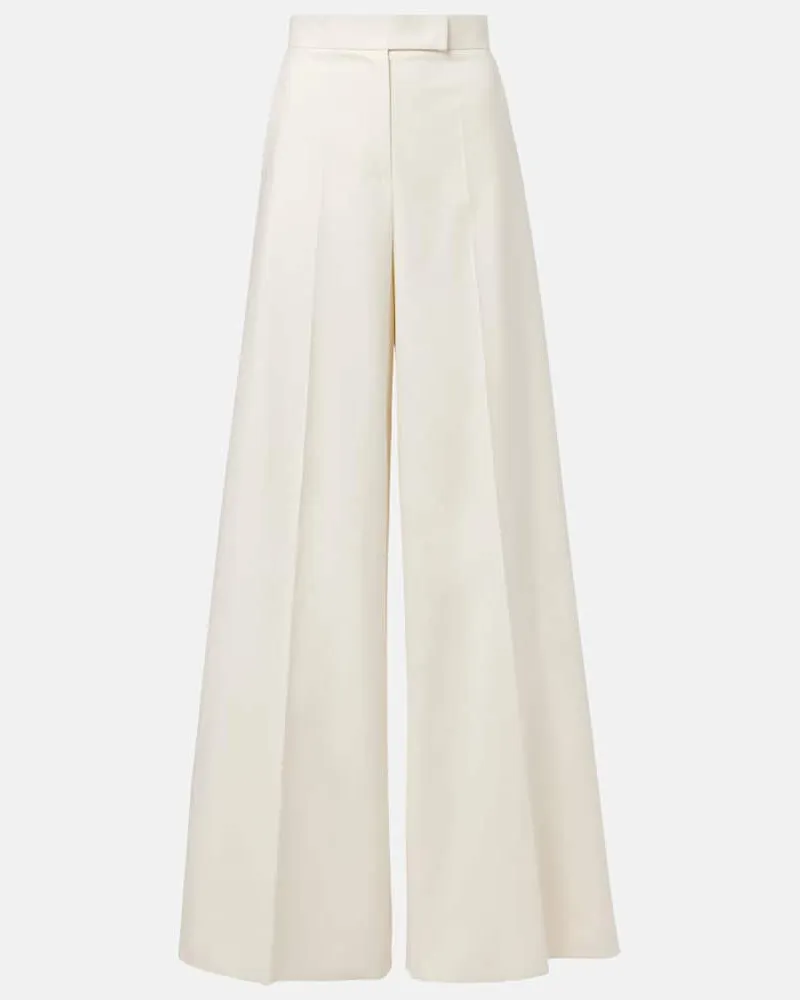 Max Mara Weite Hose Finish aus einem Baumwollgemisch Weiß