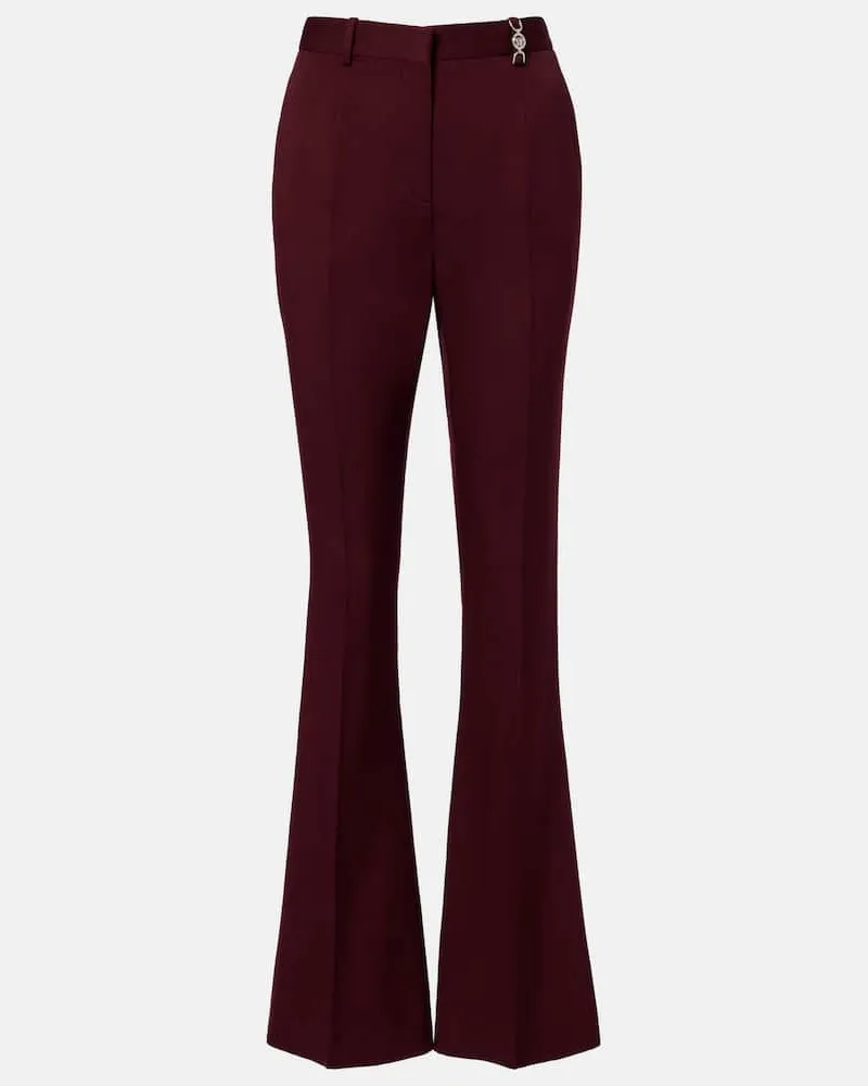 Versace Schlaghose aus Wolle Burgunderrot