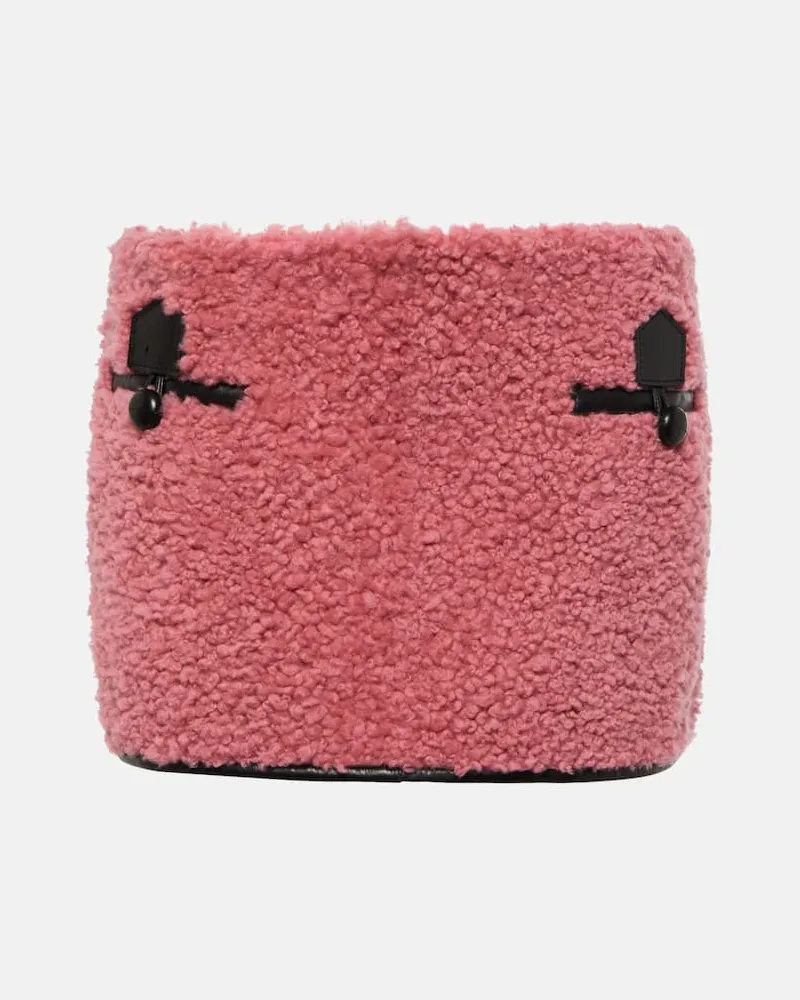 BLANCHA Minirock aus Shearling mit Leder Pink