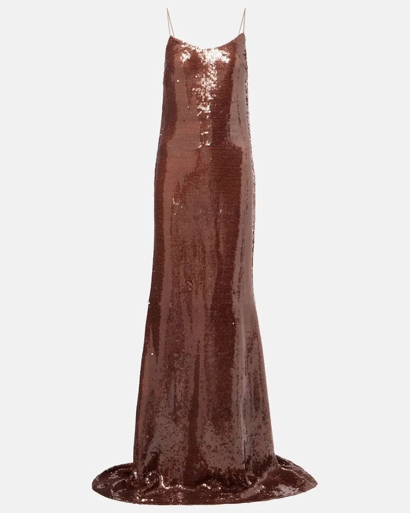 The New Arrivals Ilkyaz Ozel Robe mit Pailletten Braun