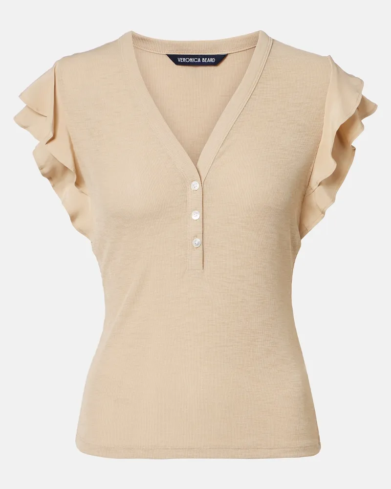 Veronica Beard Top Aphrodite aus Rippstrick Beige