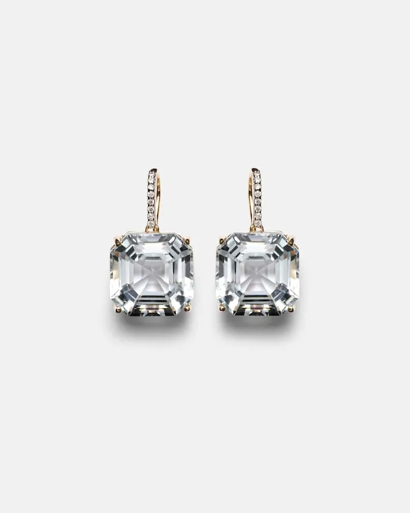 MATEO Ohrringe aus 14kt Gelbgold mit Diamanten und Quarz Gold