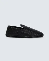 Bottega Veneta Slip-Ons Intrecciato aus Leder Schwarz