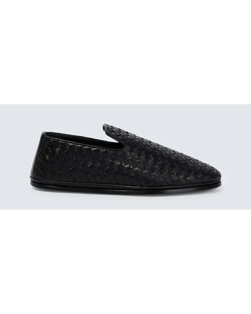 Bottega Veneta Slip-Ons Intrecciato aus Leder Schwarz