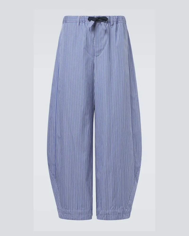 Sacai Weite Hose aus Baumwollpopeline Blau