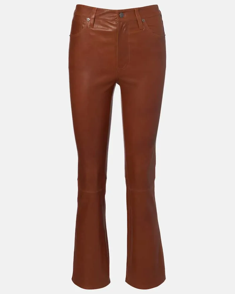 Frame Denim Hose Reboot Crop aus Leder Braun