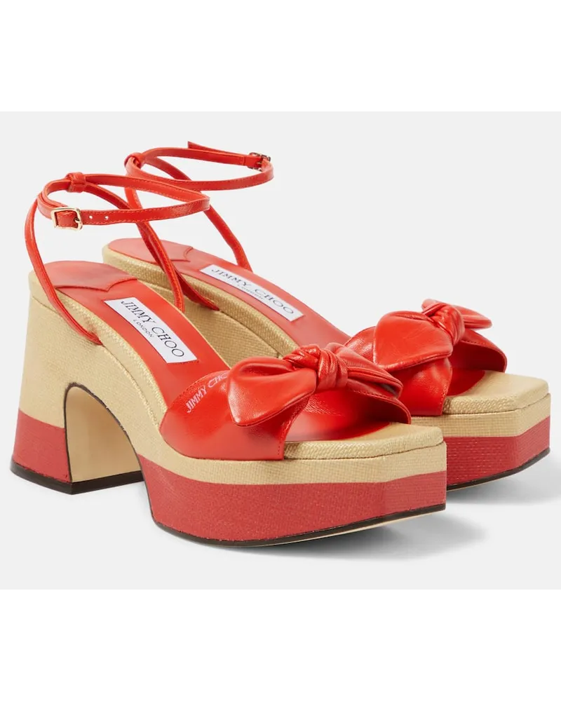 Jimmy Choo Plateausandalen Ricia 95 mit Leder Rot