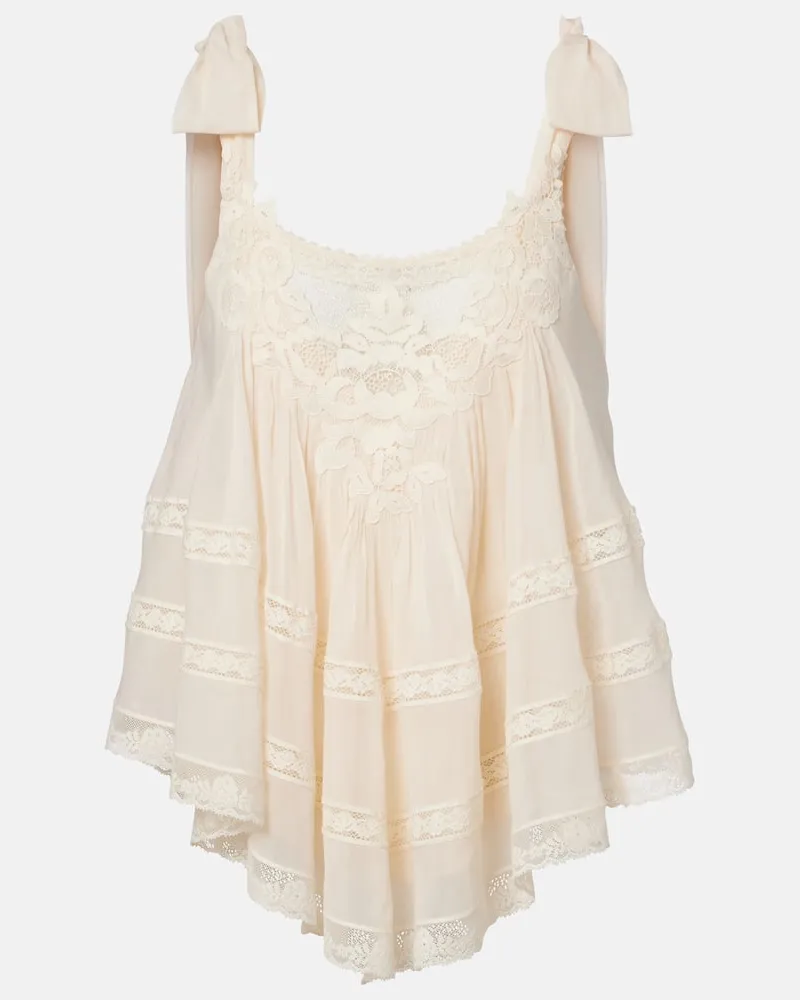 Zimmermann Top Awaken aus Baumwolle und Seide Beige