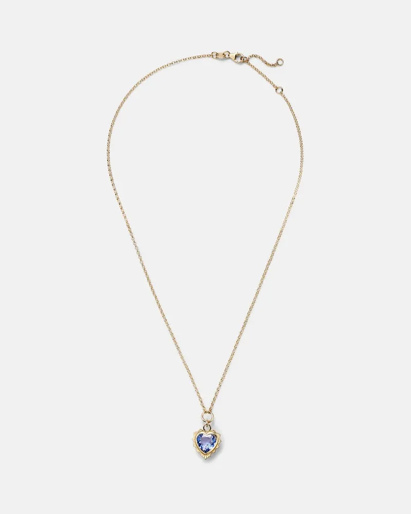 FOUNDRAE Halskette Gemstone Heart aus 18kt Gelbgold mit Tansanit Gold