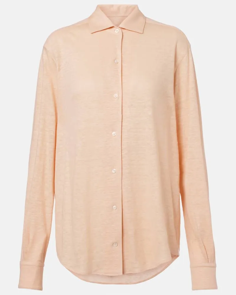 Loro Piana Hemd André aus Leinen Orange