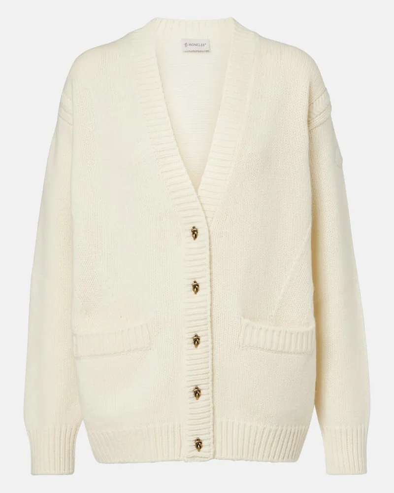 Moncler Cardigan aus Wolle und Kaschmir Weiß