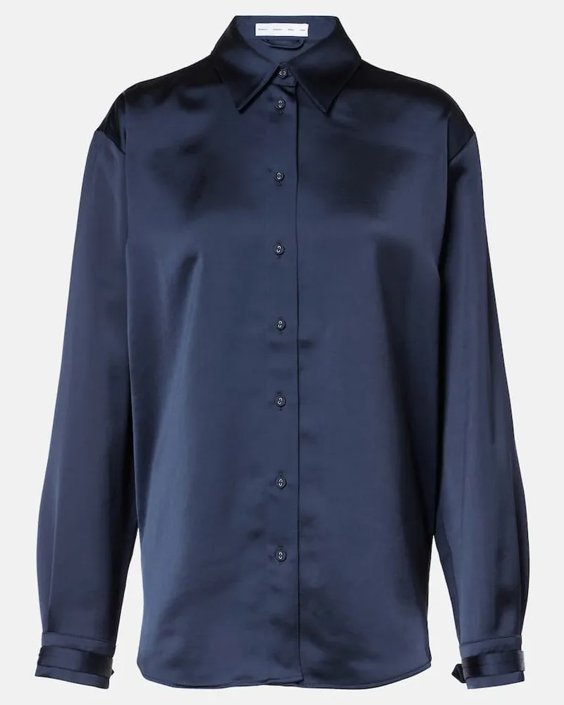 Proenza Schouler White Label Hemd Raven aus Satin Blau