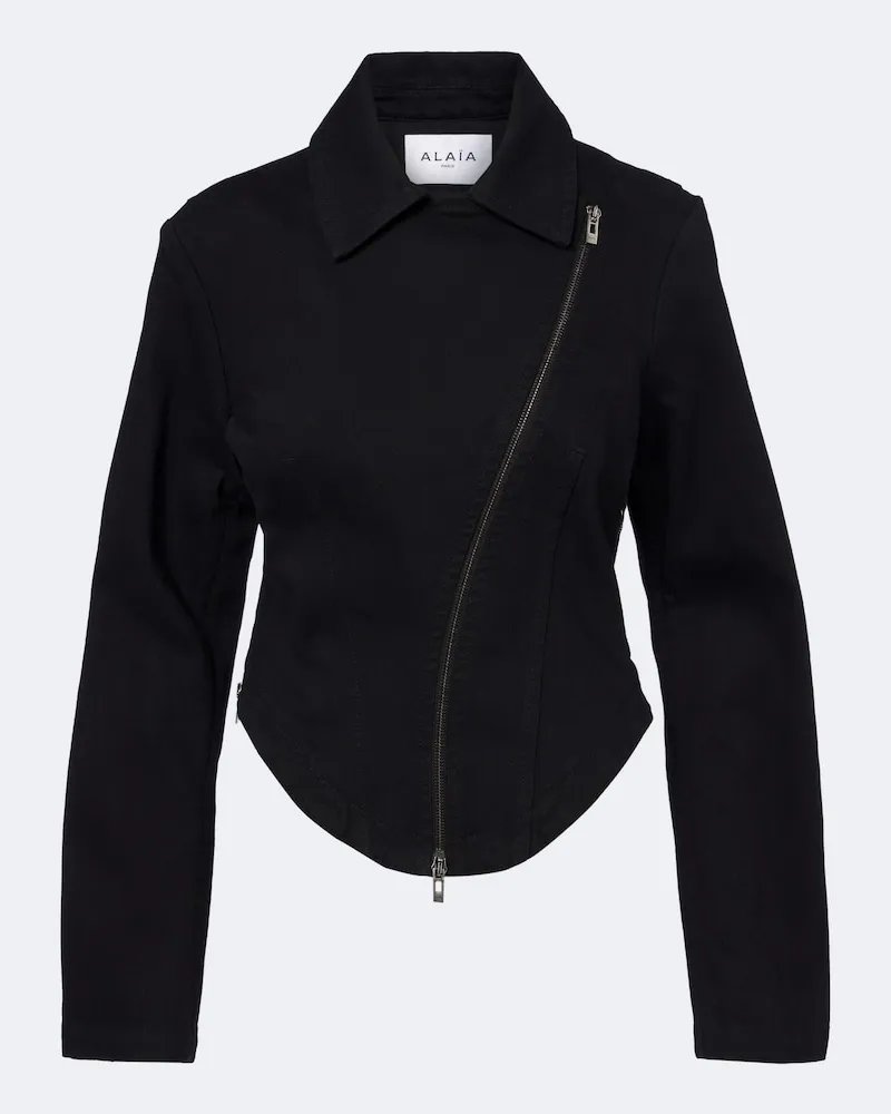 Alaïa Alaïa Bikerjacke aus Denim Schwarz