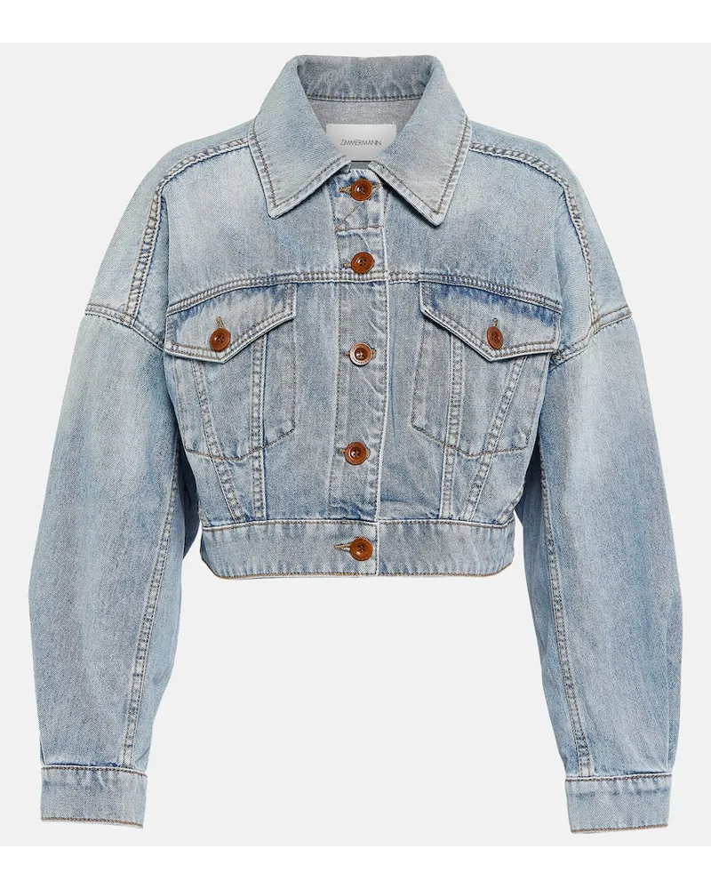 Zimmermann Cropped-Jeansjacke Raie Blau