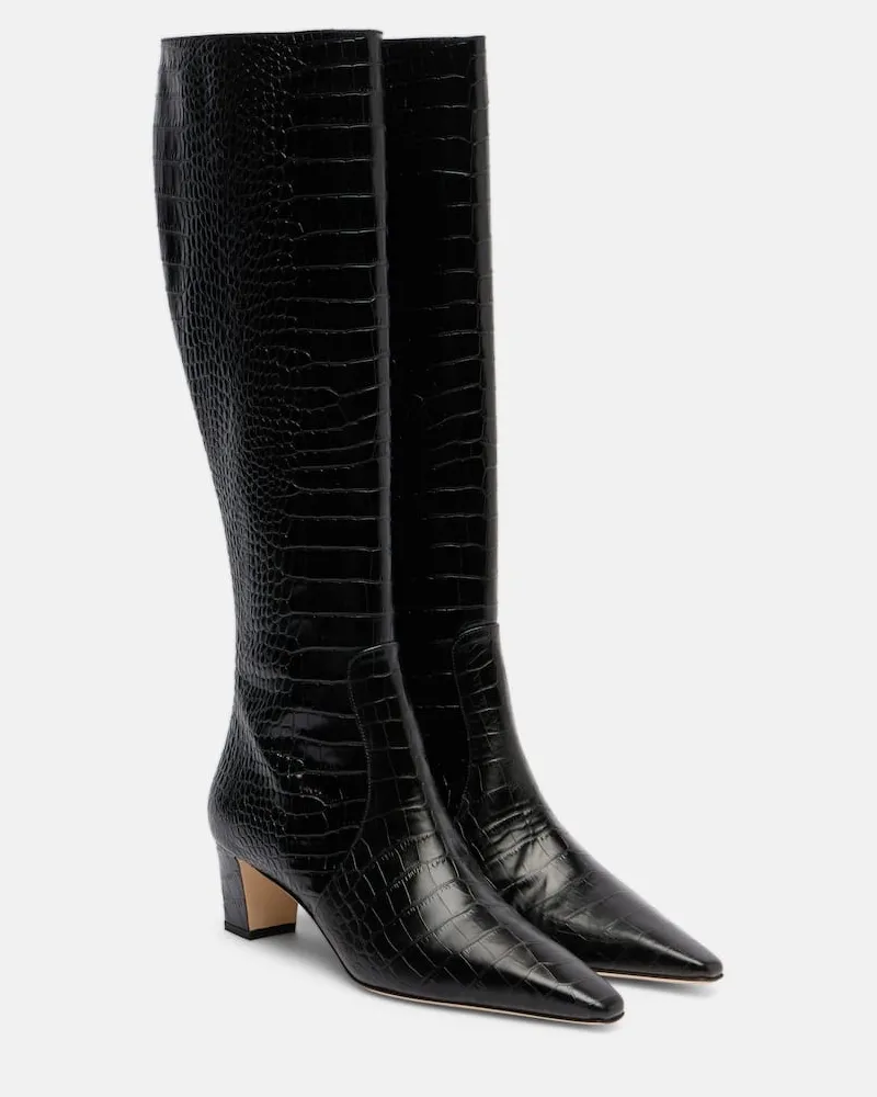 Manolo Blahnik Stiefel Penelope aus Leder Schwarz