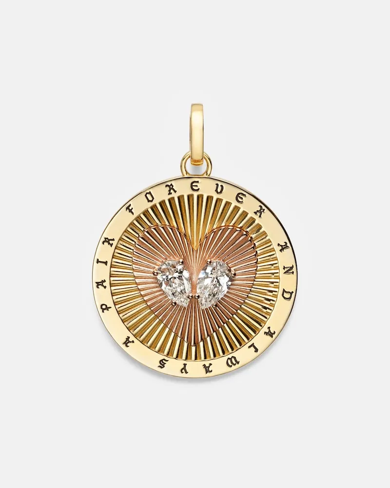 FOUNDRAE Anhänger True Love Forever A Pair aus 18kt Gelbgold mit Diamanten Gold