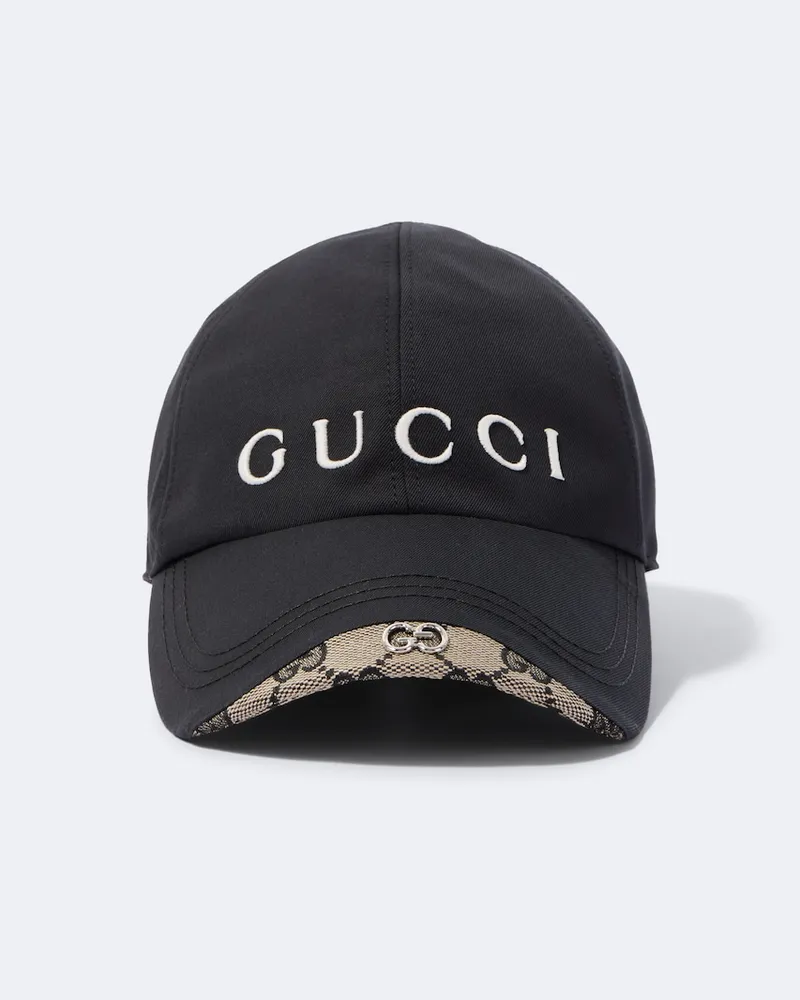 Gucci Baseballcap GG aus Baumwolle und Seide Schwarz