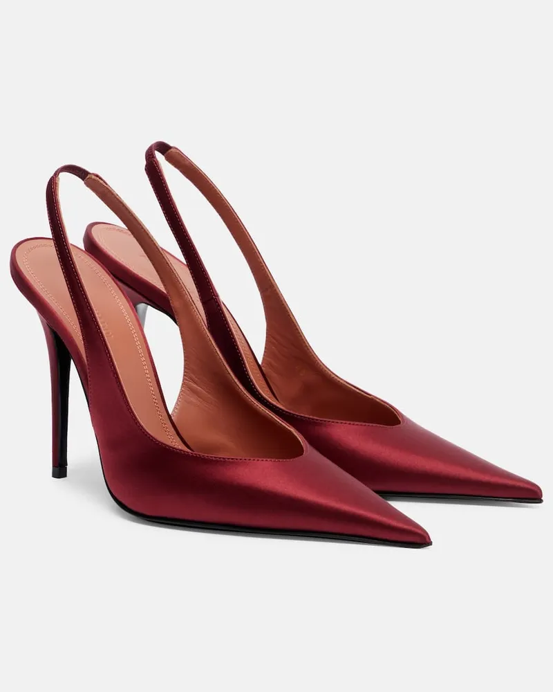Amina Muaddi Slingback-Pumps Anok 105 aus Satin Rot