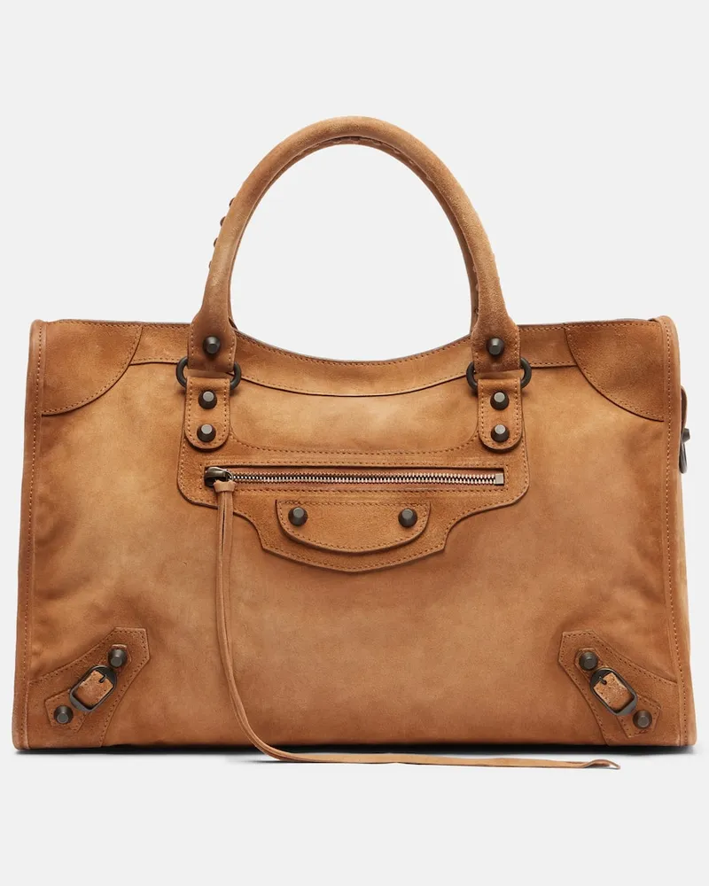 Balenciaga Tote Bag Le City Medium aus Veloursleder Braun