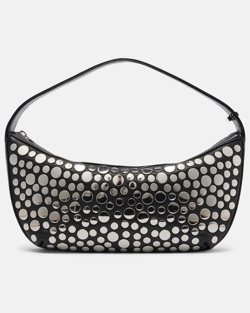 STAUD Verzierte Schultertasche Demy Small aus Leder Schwarz