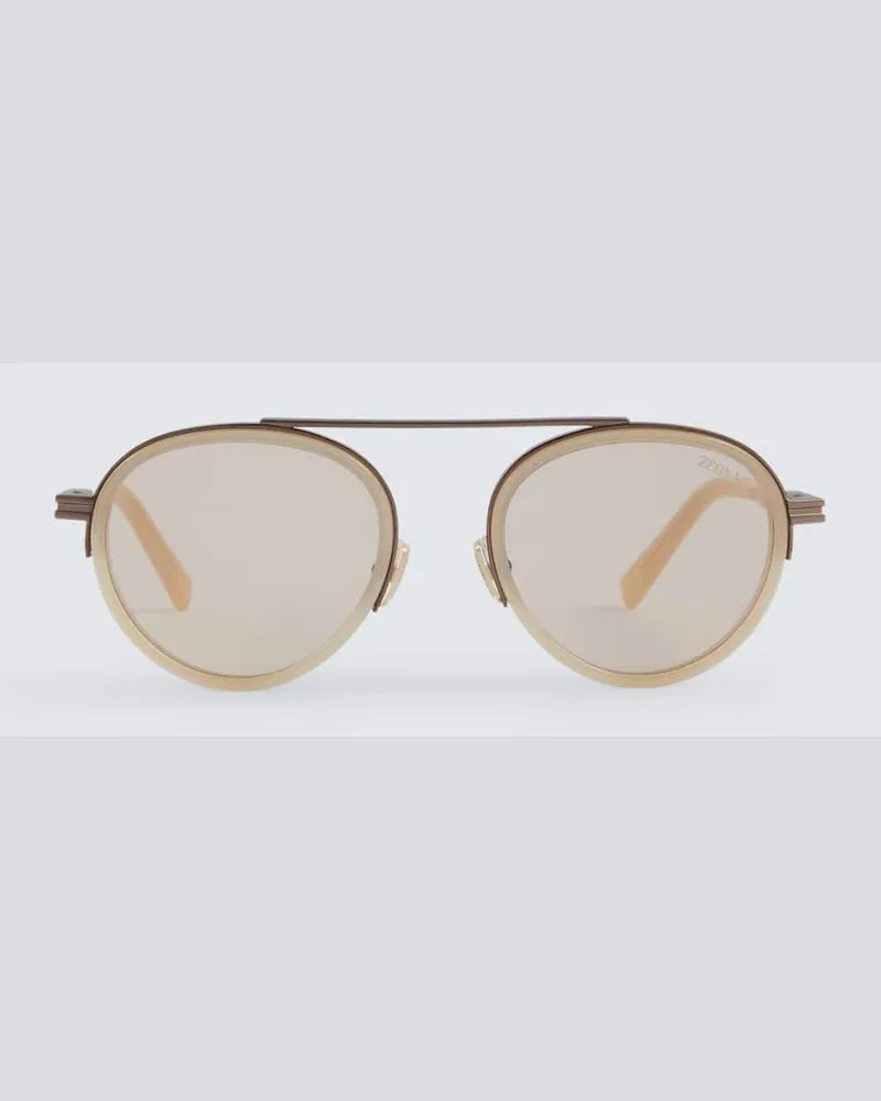 Ermenegildo Zegna Aviator-Sonnenbrille Orizzonte Beige