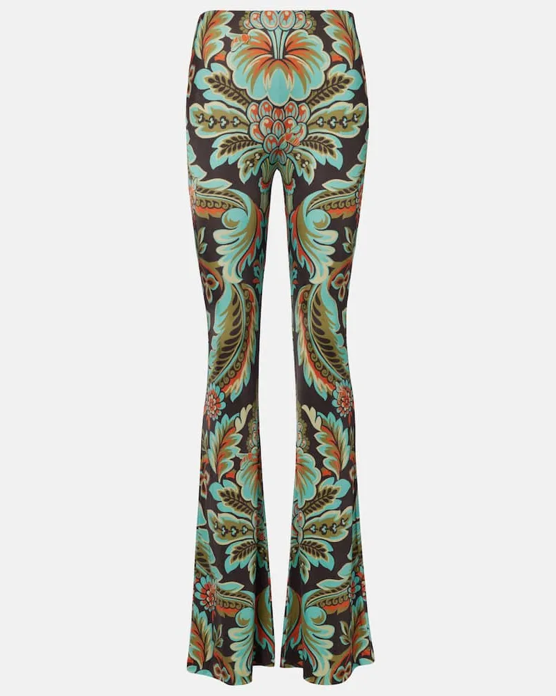 Etro Bedruckte Schlaghose aus Jersey Multicolor