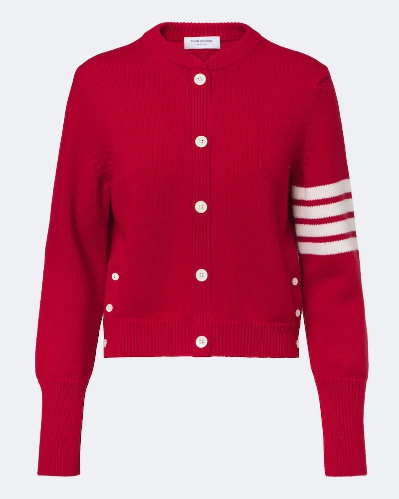 Thom Browne Cardigan 4-Bar aus Wolle Rot