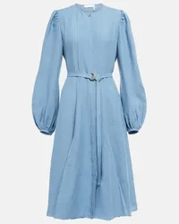 Chloé Chloe Midikleid aus Leinen Blau