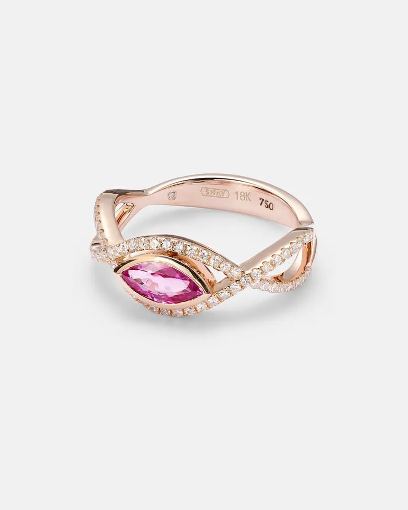 SHAY Ring aus 18kt Roségold mit Diamanten und Saphir Gold