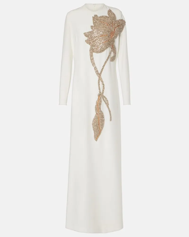 COSTARELLOS Verzierte Robe aus Crêpe Weiß