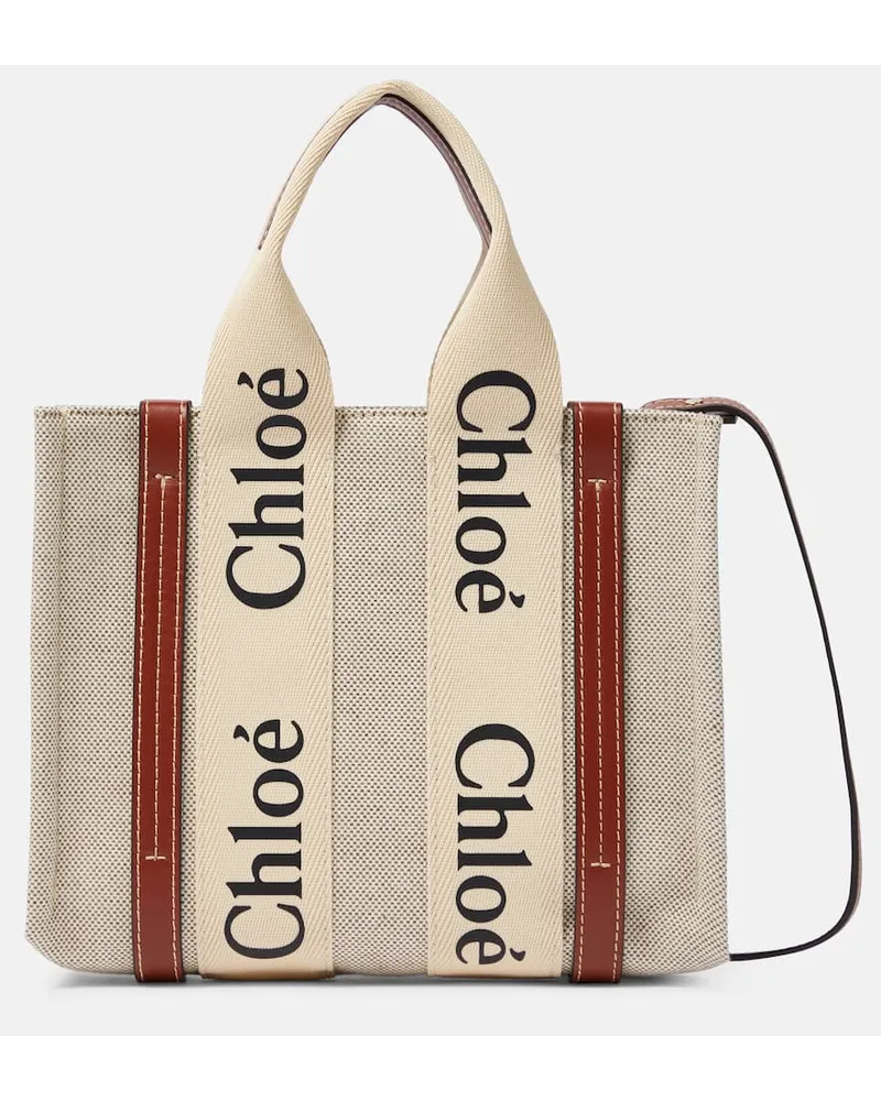 Chloé Chloé Tote Bag Woody Small aus Canvas Braun