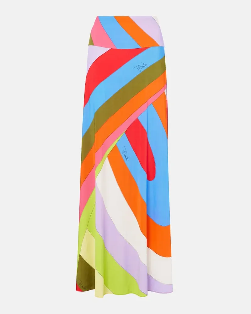 Emilio Pucci Maxirock Iride aus Satin Multicolor