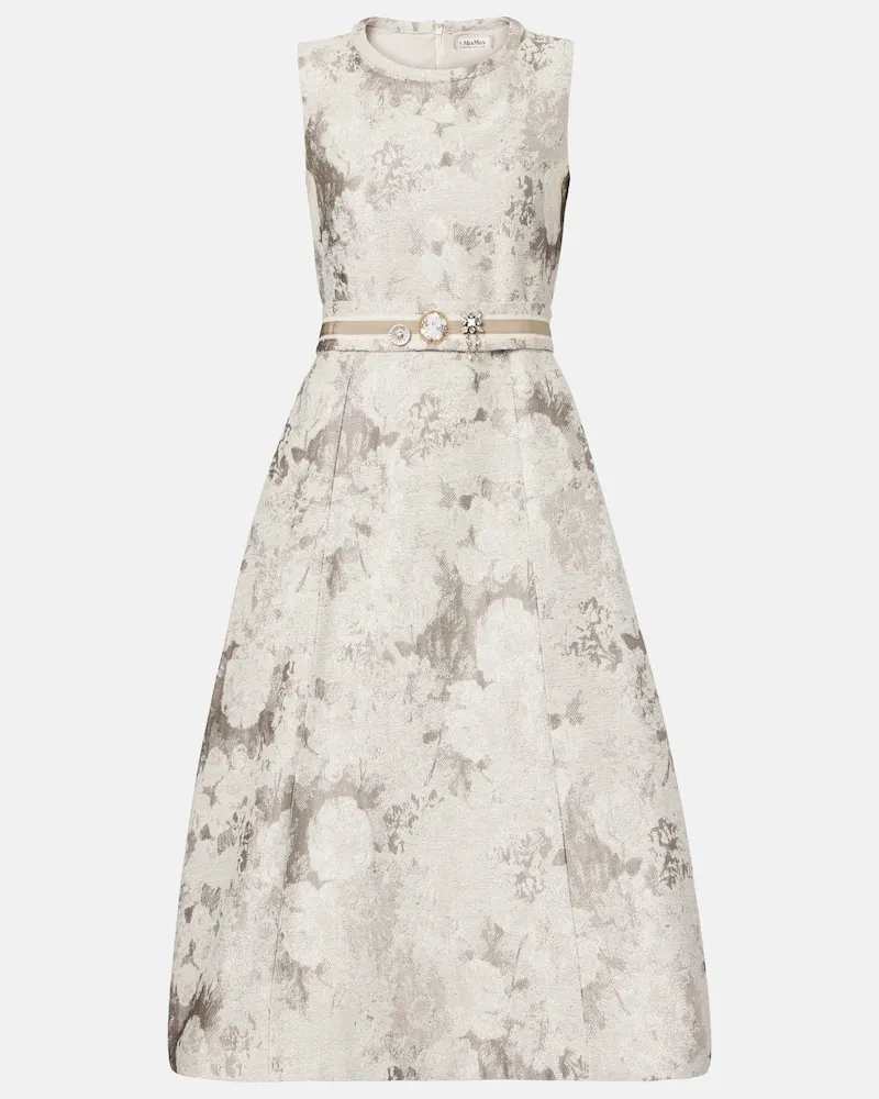 Max Mara Midikleid aus Jacquard Grau