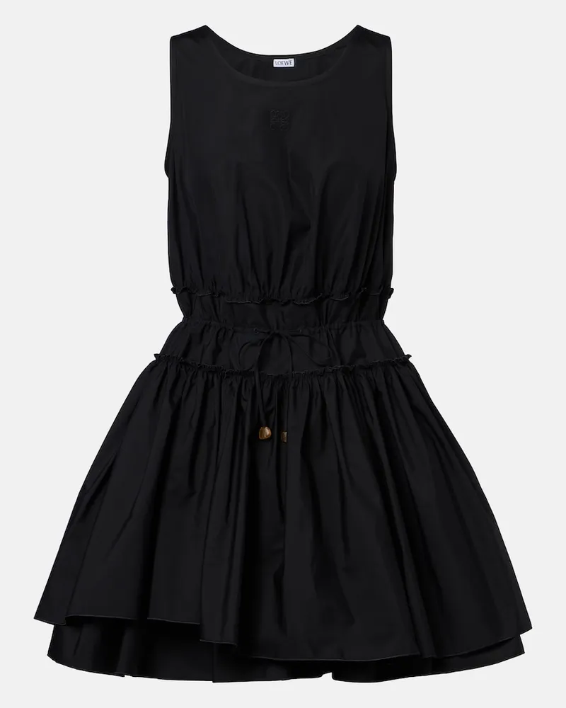 Loewe Paula Ibiza Minikleid aus Baumwollpopeline Schwarz