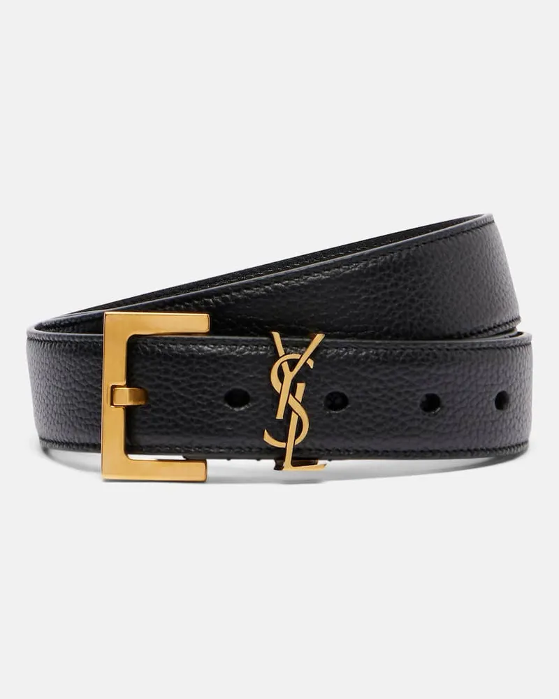 Saint Laurent Gürtel Cassandre aus Leder Schwarz