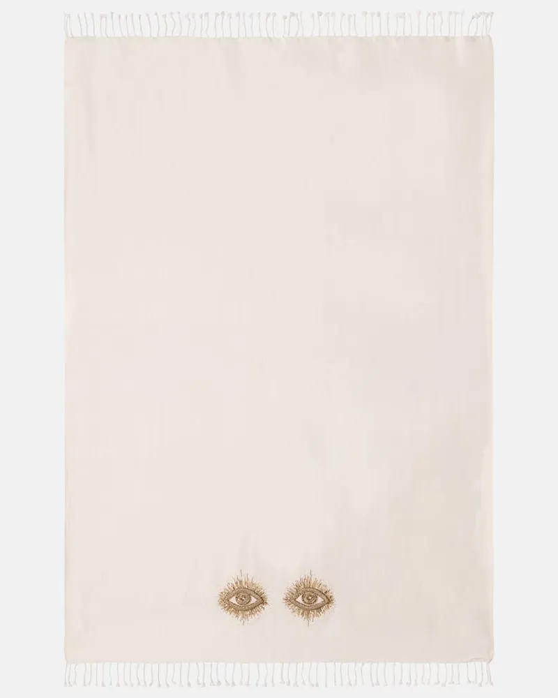 Jonathan Adler Verziertes Plaid Muse aus Wolle Weiß