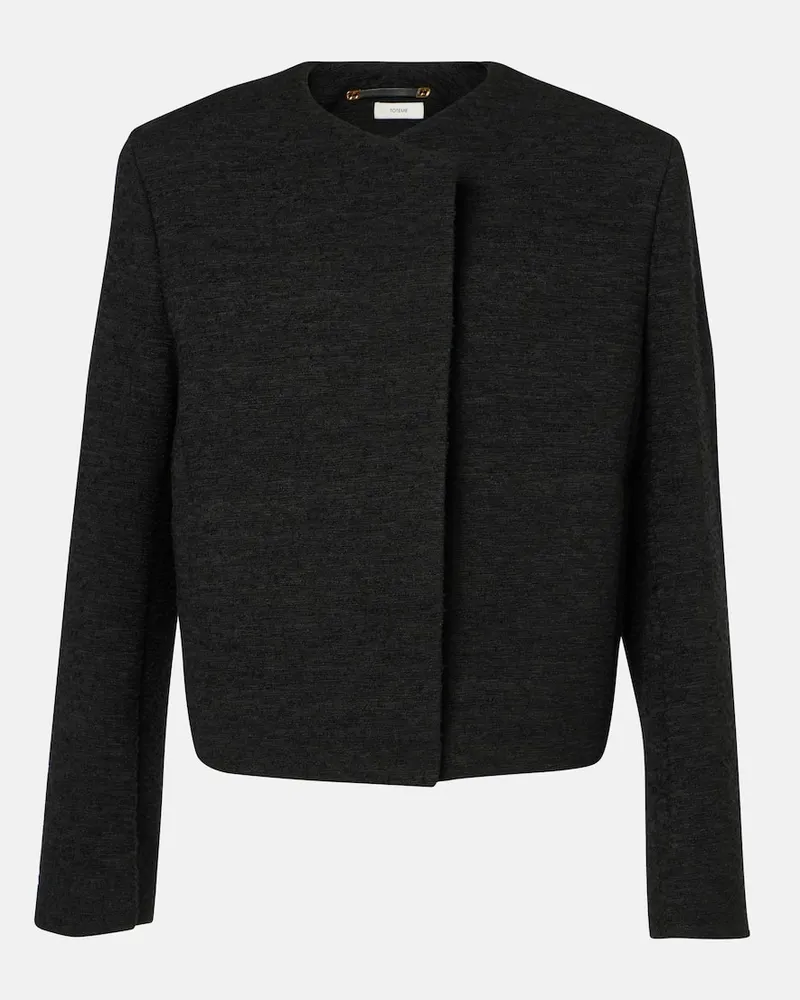 Totême Cropped-Jacke aus Bouclé Schwarz
