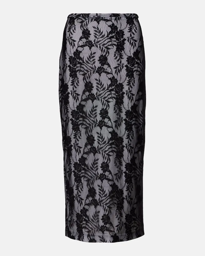 Norma Kamali Midirock aus Spitze Schwarz