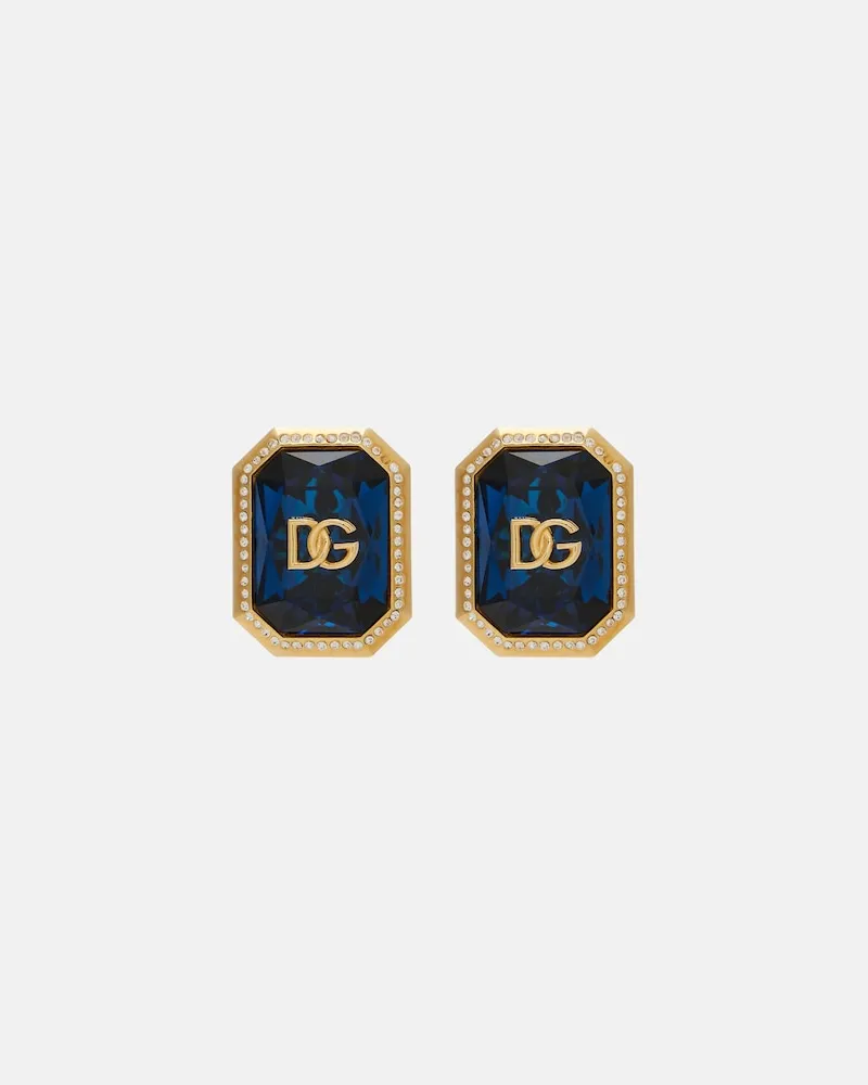 Dolce & Gabbana Clip-Ohrringe DG mit Kristallen Blau