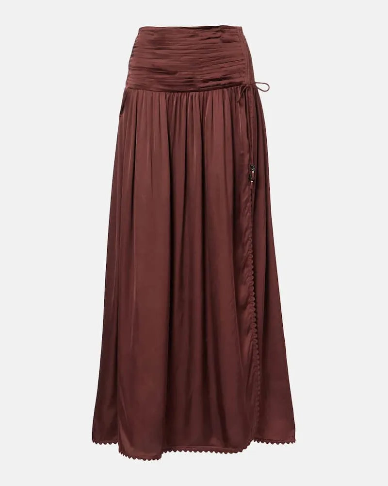 Poupette St Barth Maxirock Carla aus Satin Braun