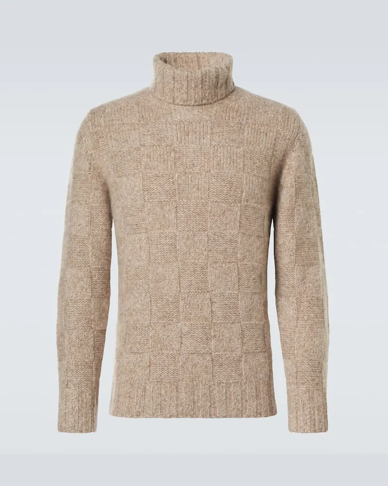 ALLUDE Rollkragenpullover aus Kaschmir und Seide Beige