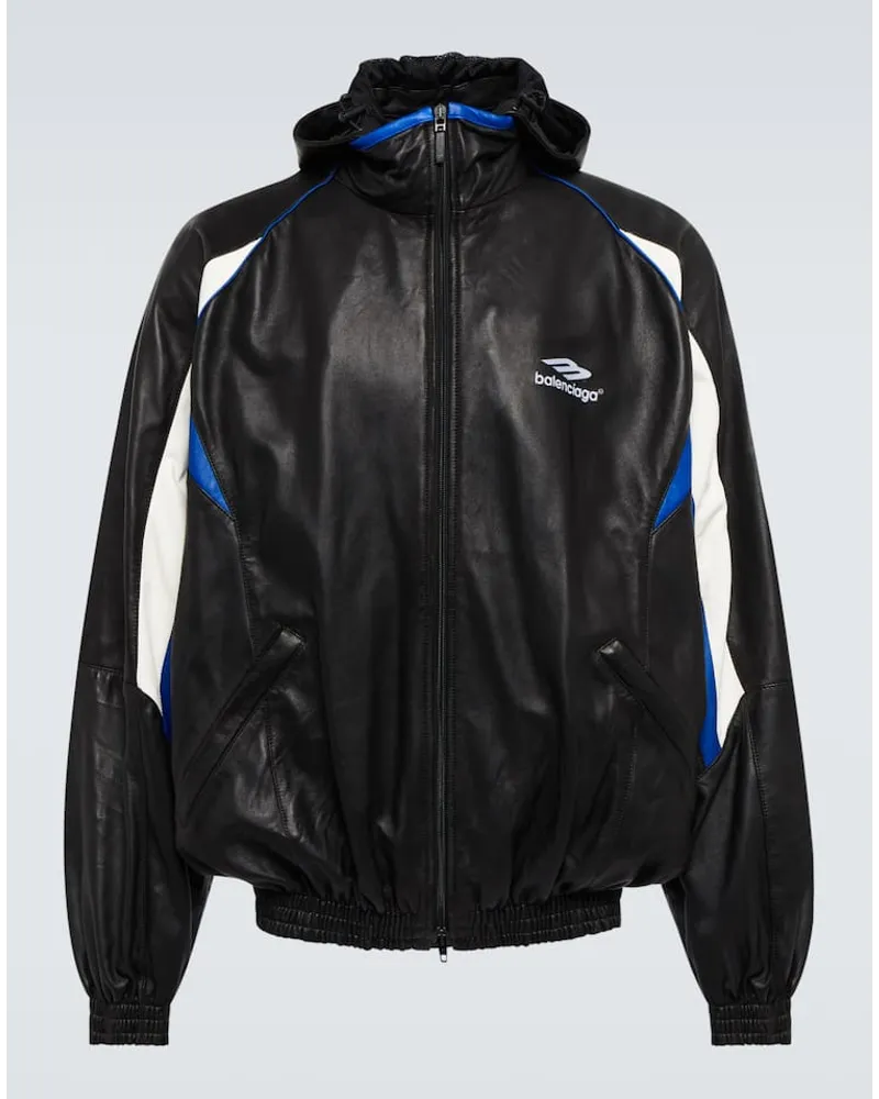 Balenciaga Kapuzenjacke aus Leder Schwarz