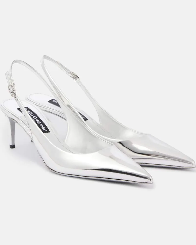 Dolce & Gabbana Slingback-Pumps aus Metallic-Leder Silber