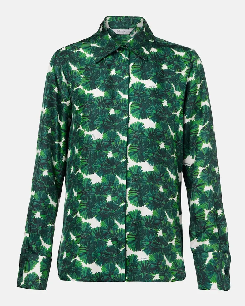 Max Mara Bedrucktes Hemd Rodesia aus Seiden-Twill Grün