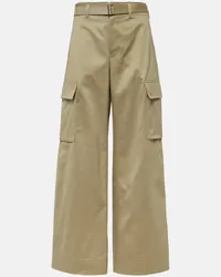 Sacai Weite High-Rise-Hose aus Baumwoll-Gabardine Beige