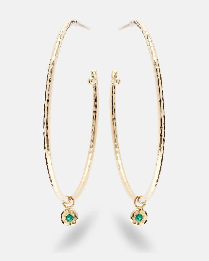Octavia Elizabeth Ohrringe Nesting Gem Medium aus 18kt Gelbgold mit Smaragden Multicolor